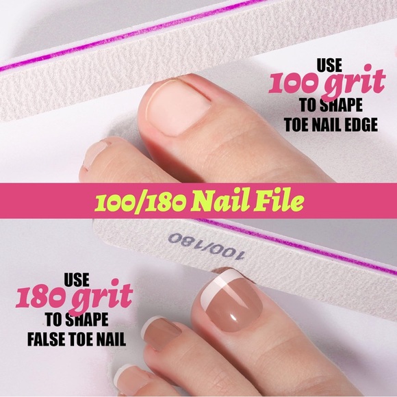 French Tip Press On Nails for Toe With Nail Glue, 6 Sets Toe Nail Tips Glue on - Picture 6 of 15